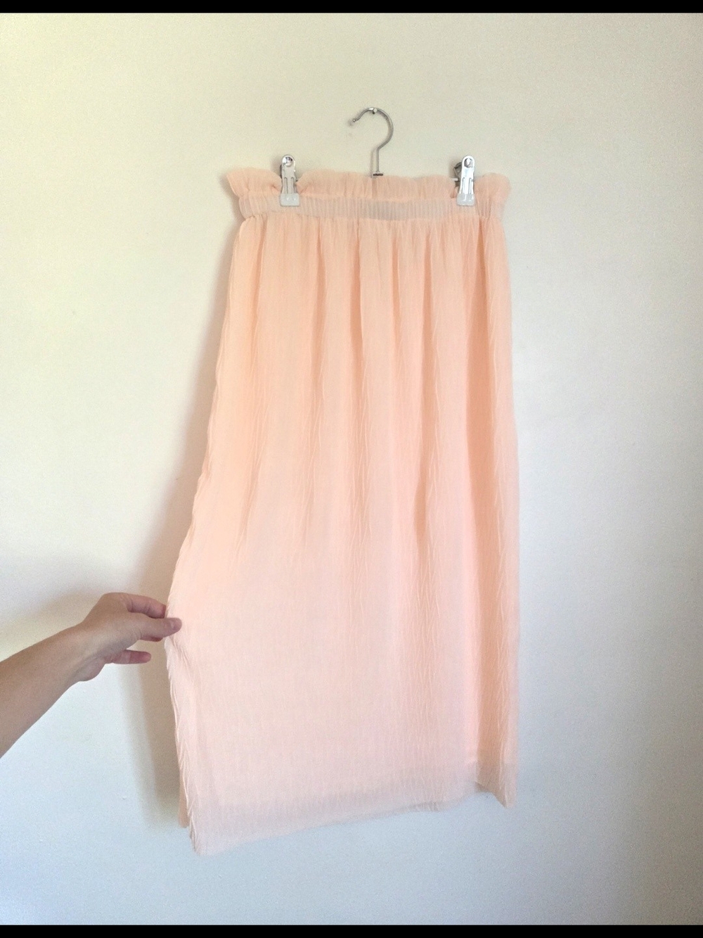 Babaton Gabriola Peach Elastic-Ruffle Midi Skirt